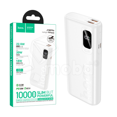 Внешний Аккумулятор (Power Bank) Hoco J158 Pro 10000 mAh (22.5W, 20W, PD, Type-C, LED дисплей) Белый