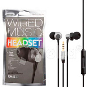 Гарнитура "3,5 мм" Jack Remax RM-512 (вакуумные) Черный